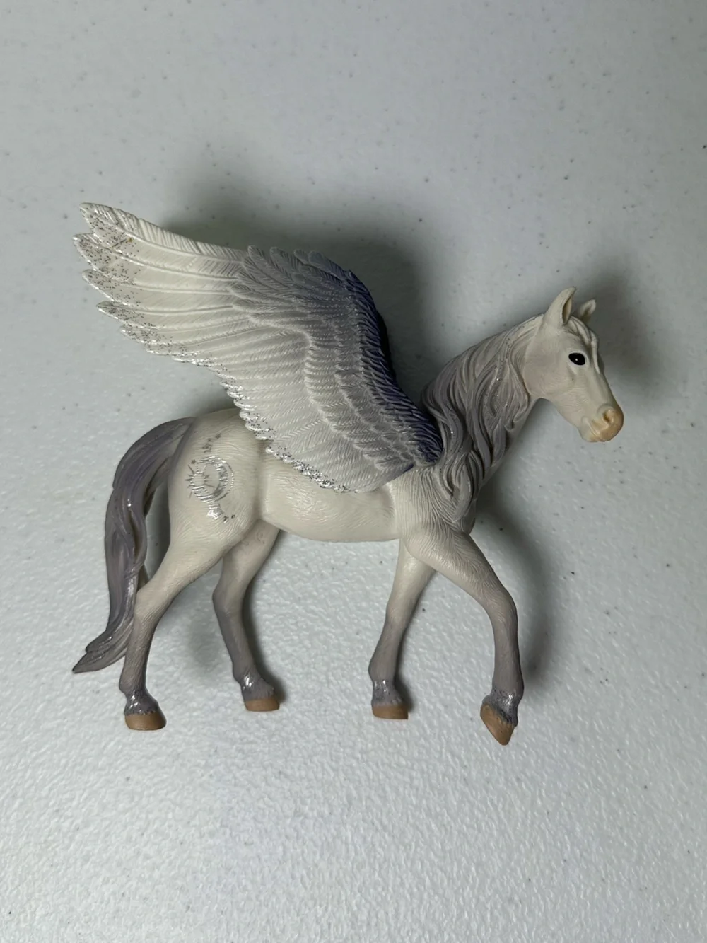 White and Gray Winged Pegasus Figure - Fantasy Play Toy